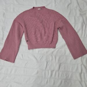 The Buckle BKE Pink Ribbed Cropped Sweater Sz Small